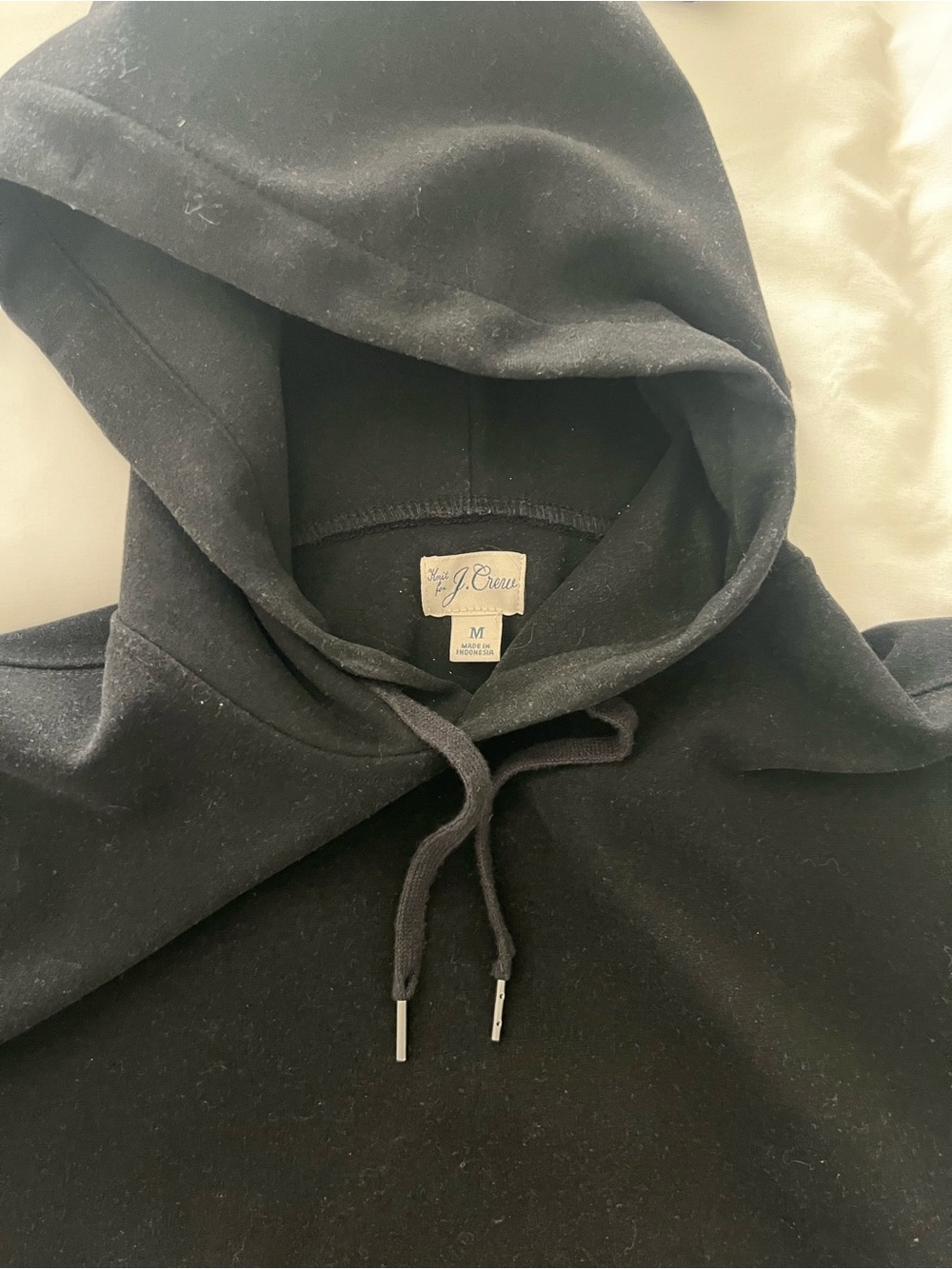 J. Crew Black Pullover Hoodie with Drawstring